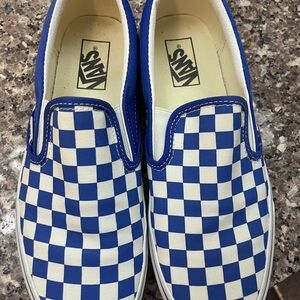 Vans Classic Blue and White Checkered Slip-Ons